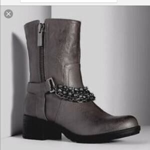 Simply Vera Marnie smoke gray moto boots sz 7
